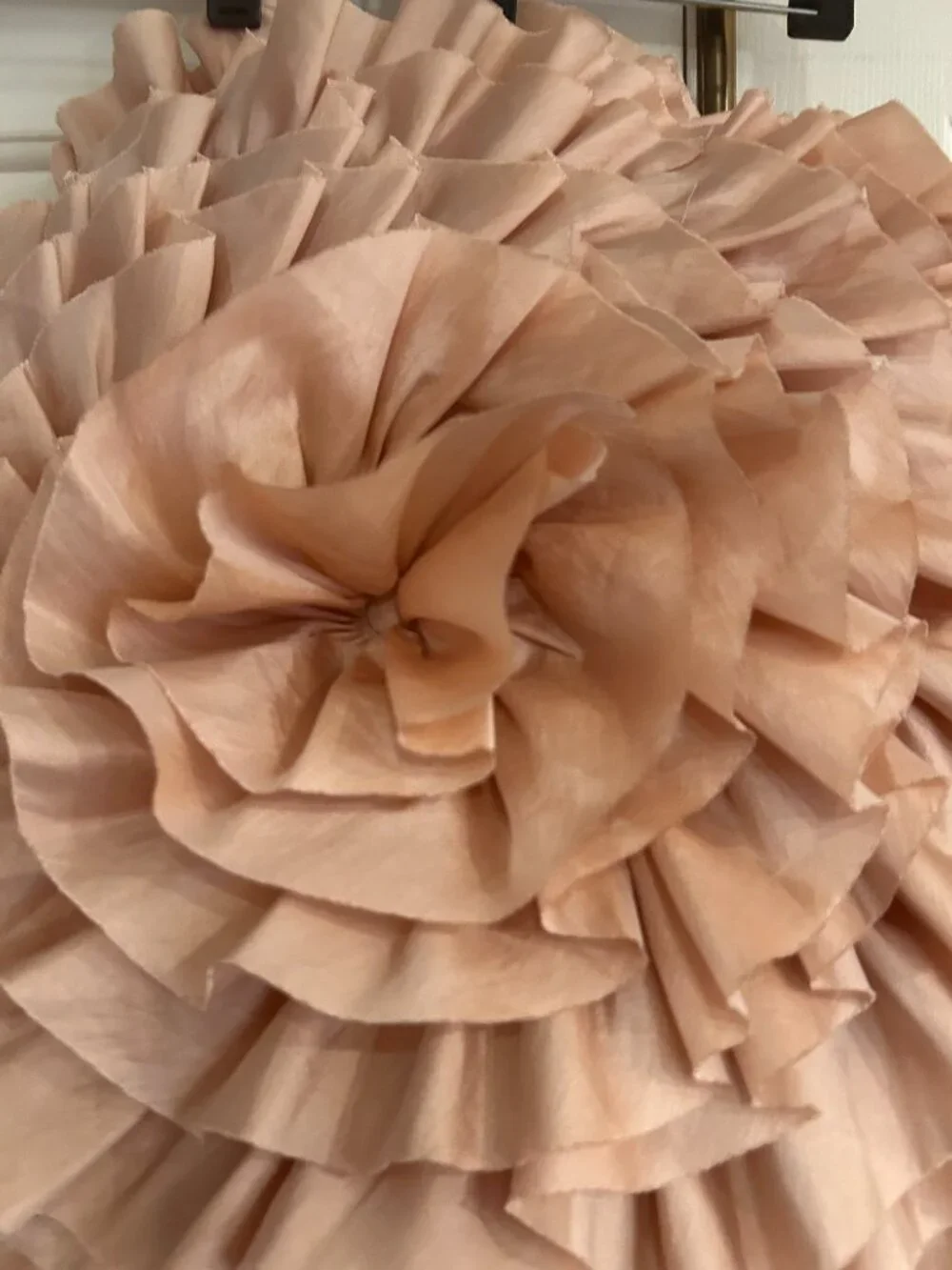 Pier 1 Pink Satin Ruffled Round Pillow 16 inches